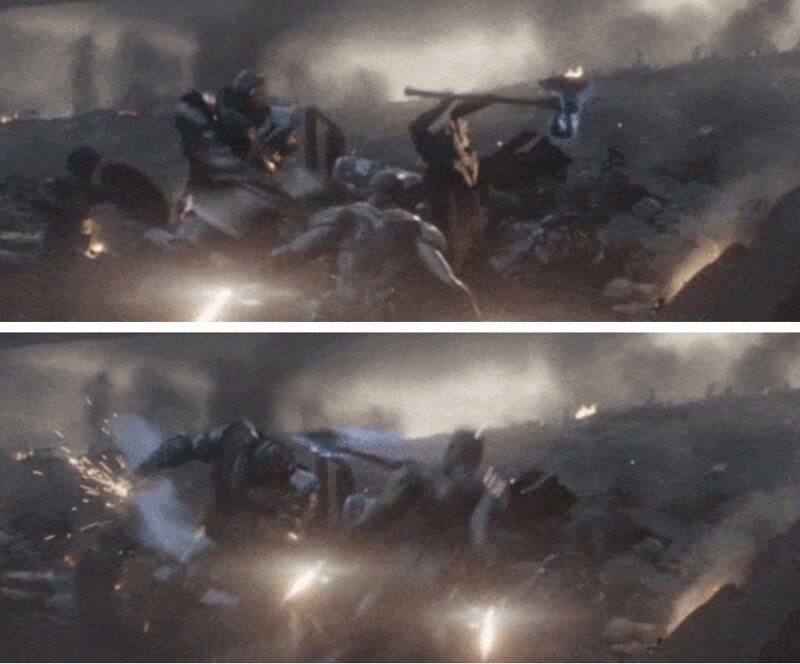 9. В ходе финальной битвы с Таносом, Тор наносит первый удар по его голове, как ему советовали в конце "Войны бесконечности"