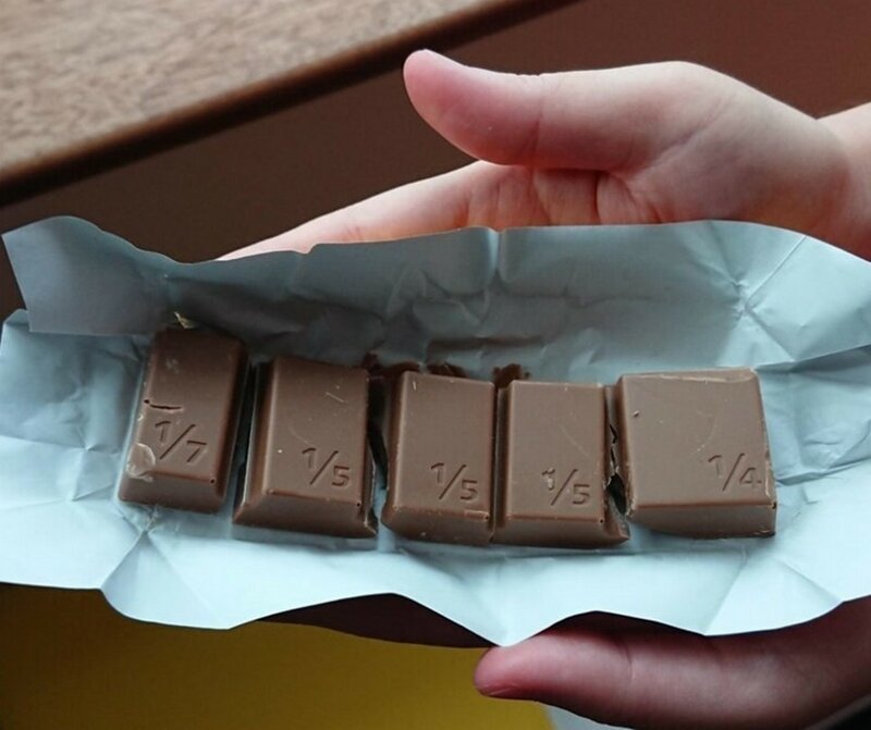 8. Плитка шоколада, разделенная на неравные части  - теперь учить математику просто