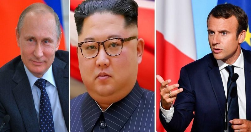 Главы современных государств. Kim Jong Macron. Путин Ким чанын Меркль камеди. Кому из Мировых лидеров сейчас 55 лет.