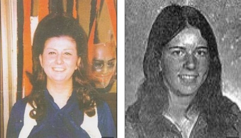 Кэти Вудс в 1972 году (слева) и 17-летняя Пола Бакстер, в убийстве которой её обвинили (справа)