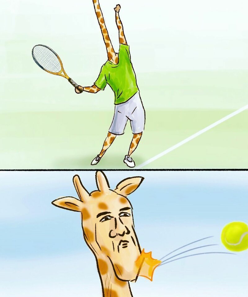 11. Жираф играет в теннис