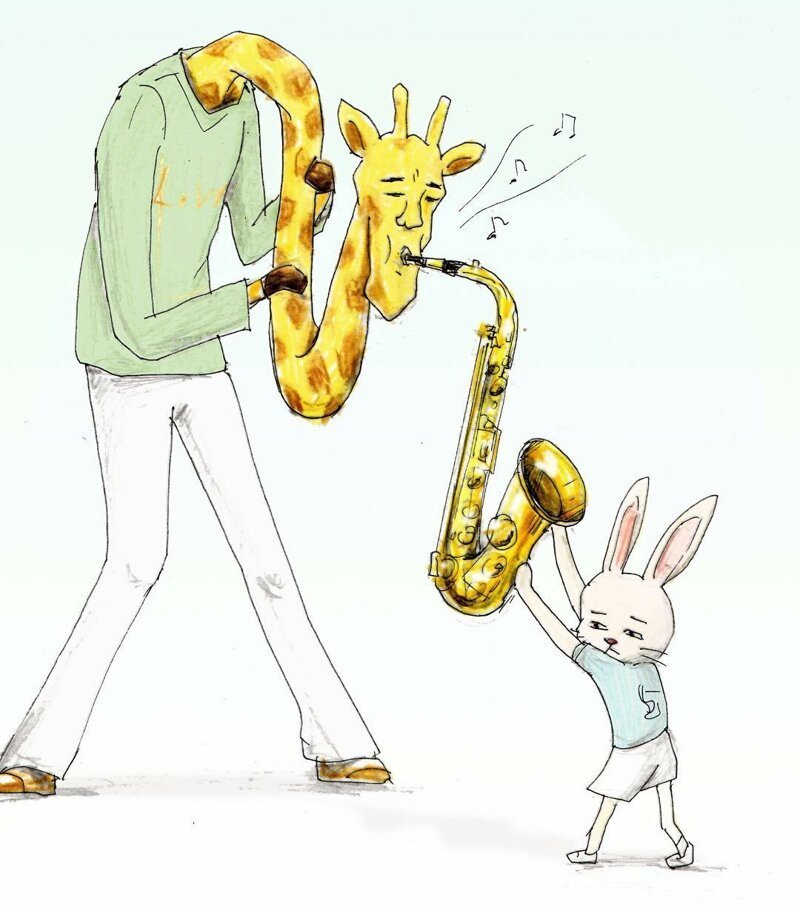19. Жираф играет на саксофоне