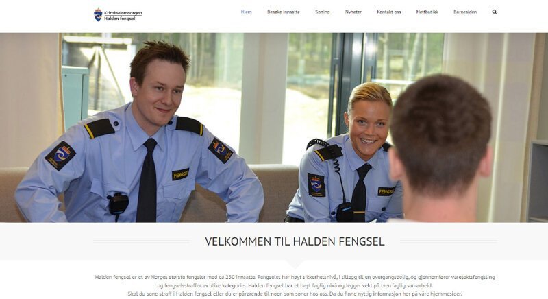 «Добро пожаловать в тюрьму Halden». Так выглядит главная страница сайта тюрьмы: