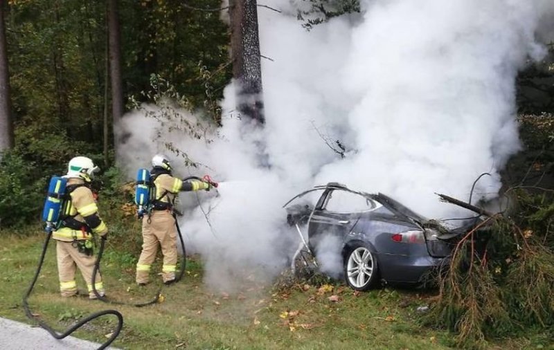 57-летнего хозяина электромобиля, который потерял управление и впилился в дерево, успели спасти прохожие.