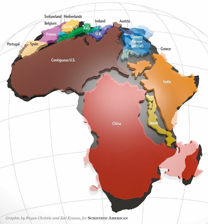 4. Наглядно - о действительном размере Африки
