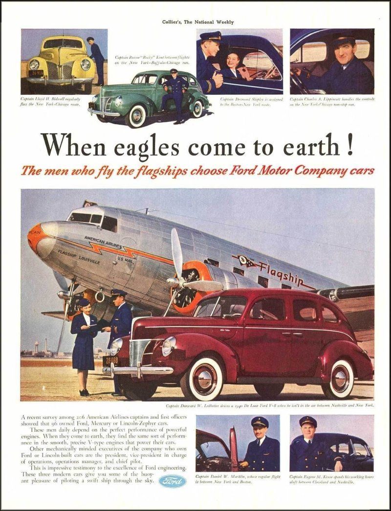 Предвоенное автоавиационное: винтажные рекламные листовки американских автомобилей