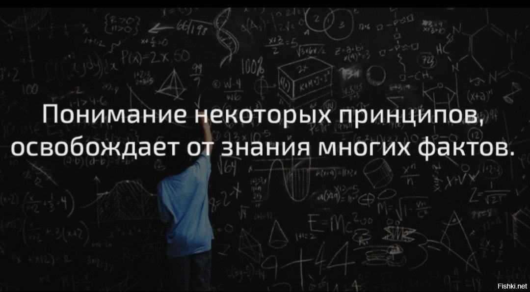 Много фактов. Знание принципов освобождает. Знание немногих принципов освобождает от знания многих фактов. Знание некоторых принципов освобождает от знания некоторых фактов. Понимание некоторых принципов освобождает от знания многих фактов.