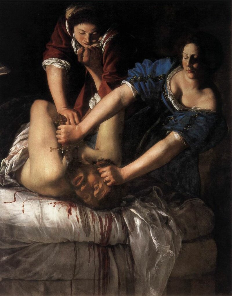 2. "Юдифь, обезглавливающая Олоферна", Артемизия Джентилески, 1612—1613
