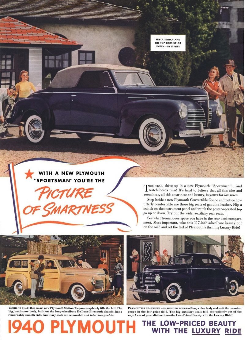 Довоенные рекламные листовки автомобилей Plymouth
