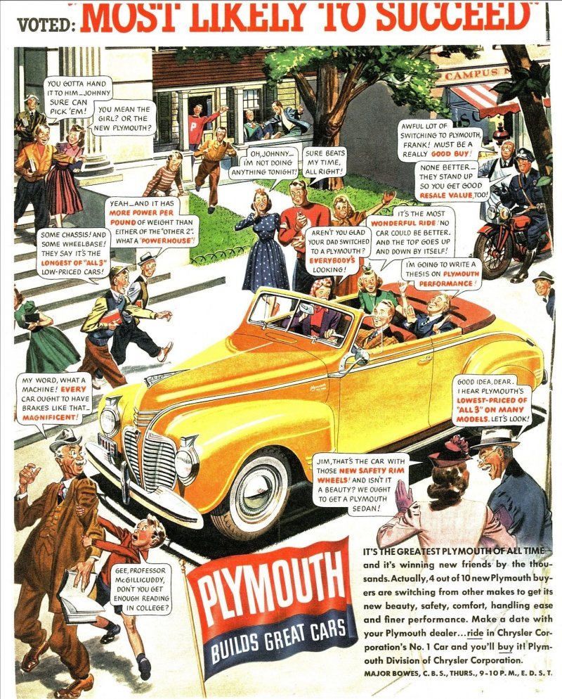 Довоенные рекламные листовки автомобилей Plymouth