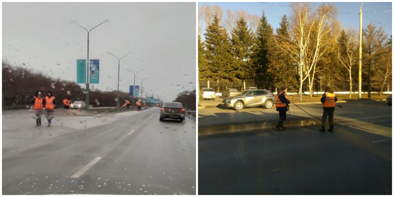 Омские дороги превратили в ледяной каток перед приездом президента