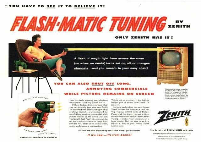 Первая реклама пульта Zenith Flash-Matic: "Нужно увидеть его, чтобы поверить!"
