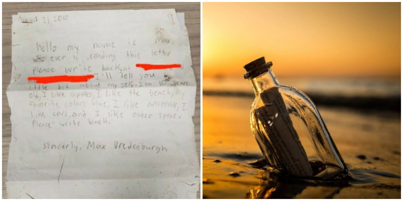 Девять лет спустя: парень получил ответ на своё письмо, которое бросил в океан в бутылке