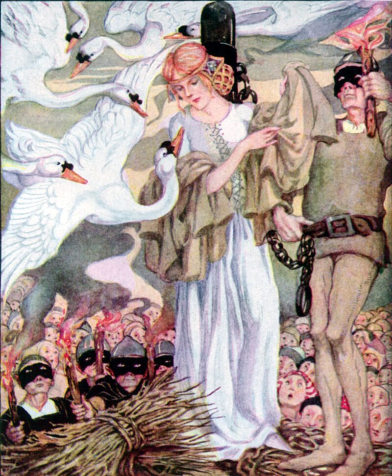 Иллюстрация Анны Андерсон к сказке Ханса Кристиана Андерсена «Дикие лебеди»