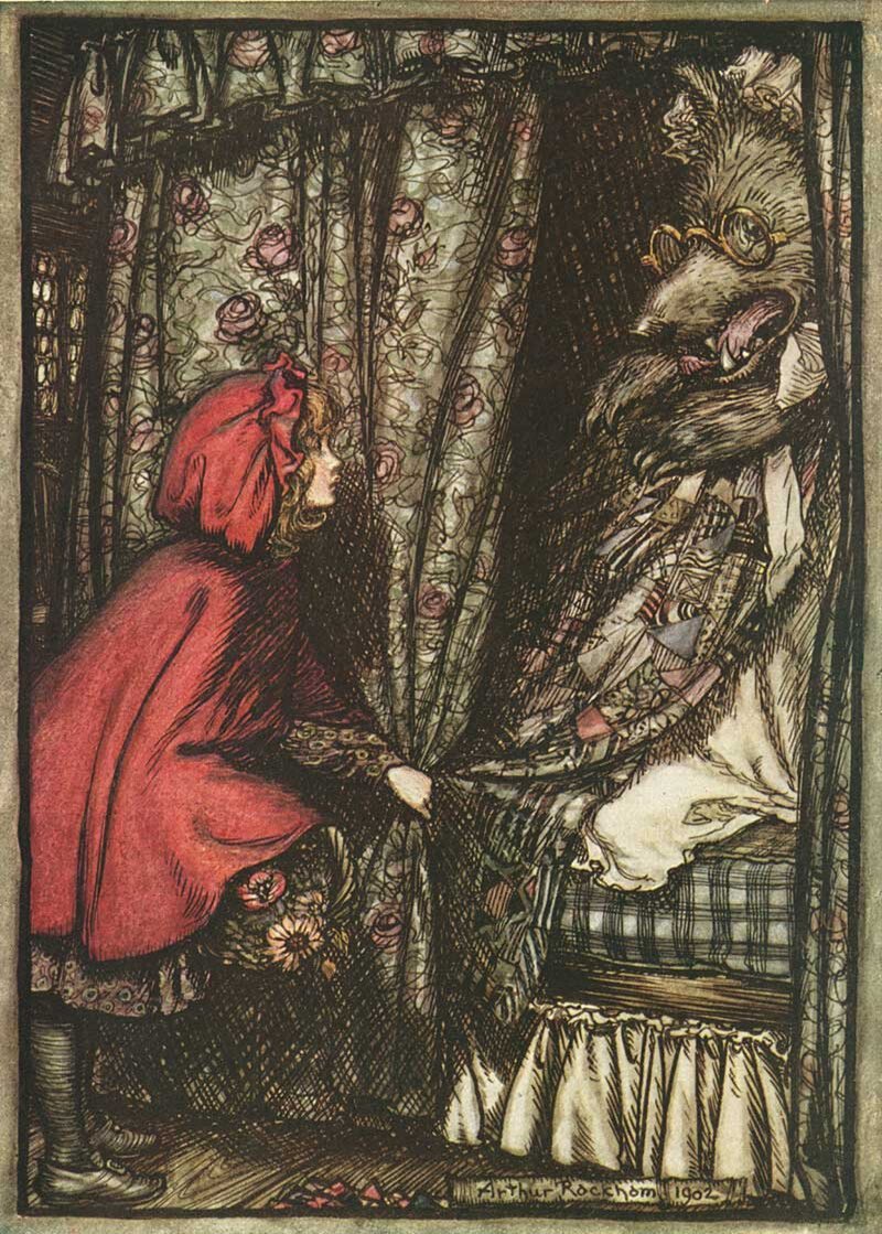 Иллюстрация Артура Рэкема к сказке братьев Гримм «Красная шапочка»