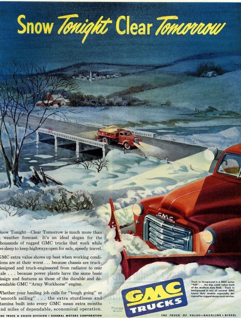 Снежная автореклама на листовках с винтажными автомобилями