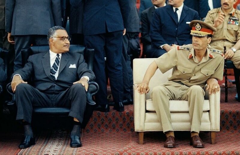 На встрече с другой легендой арабского социализма - египетским президентом Насером в 1969: