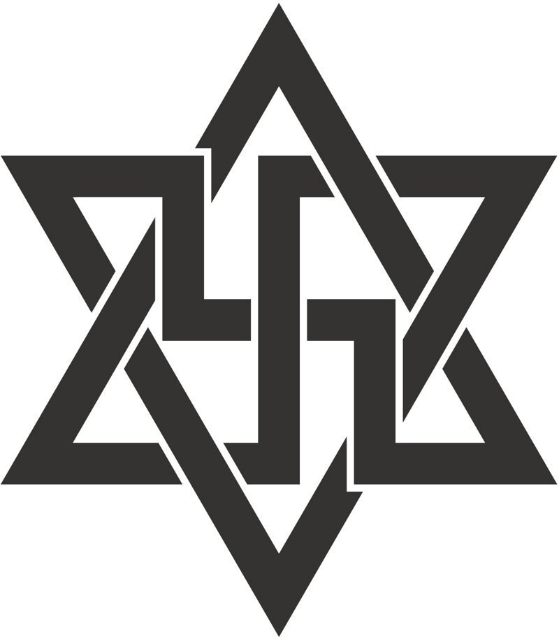 Свастика также является частью официального раэльского символа, символа бесконечности
