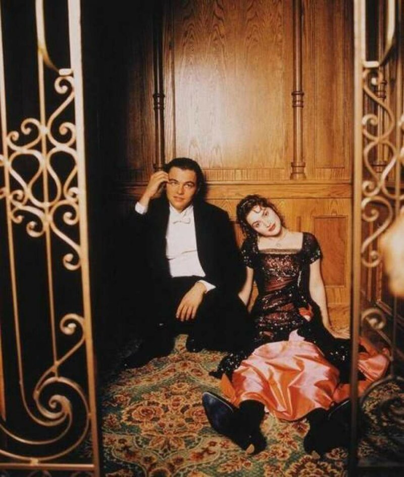 Леонардо ДиКаприо и Кейт Уинслет на съемках "Титаника", 1996 год. 