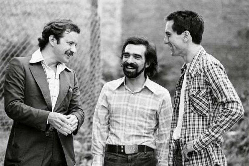 Сценарист Пол Шредер, Мартин Скорсезе и Роберт Де Ниро на съемках фильма "Таксист", 1975 год 
