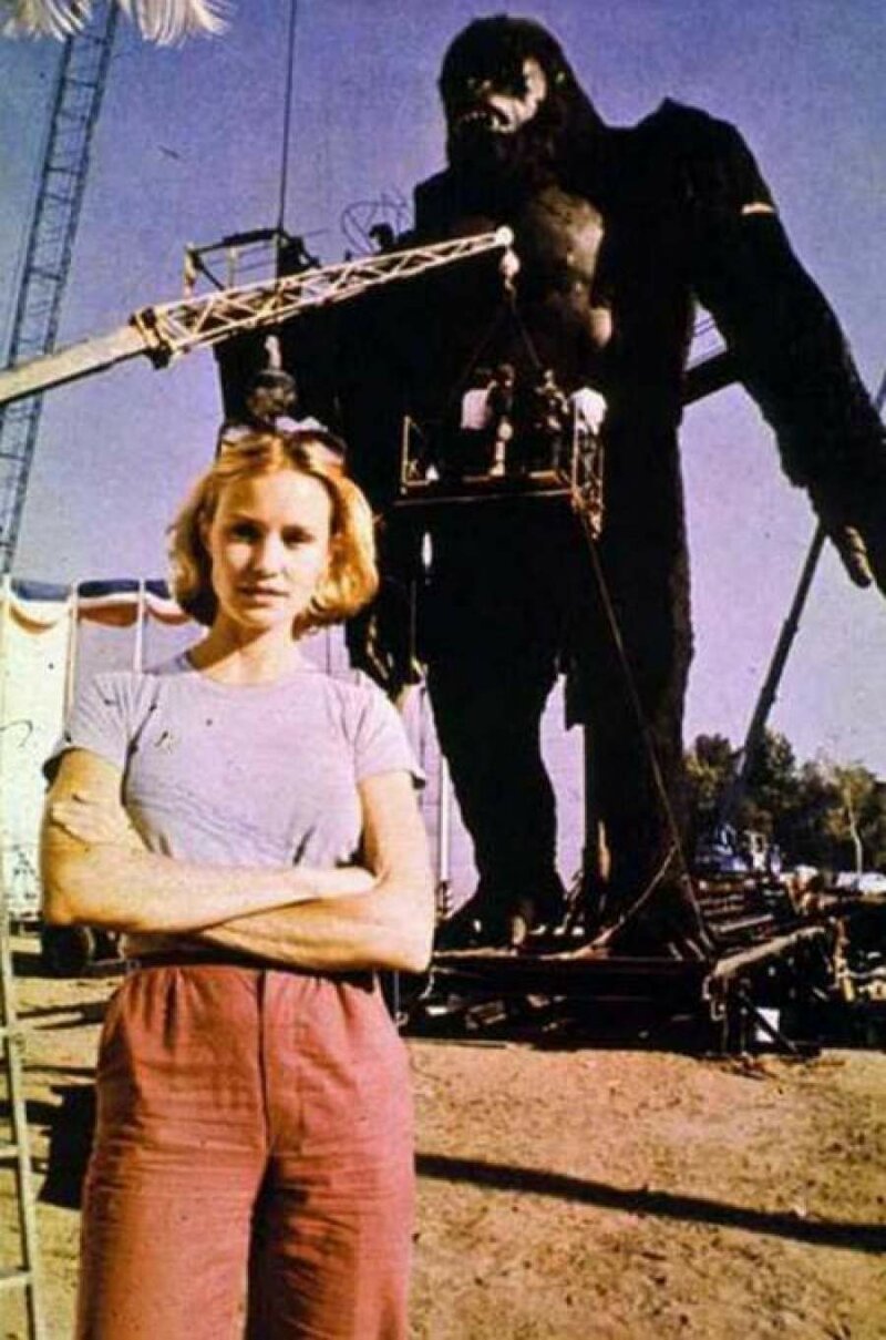 Джессика Лэнг на съемках фильма "Кинг-Конг", 1976 год