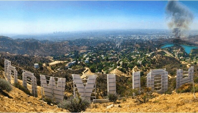 Этот пейзаж «наблюдают» буквы знаменитого «Hollywood»