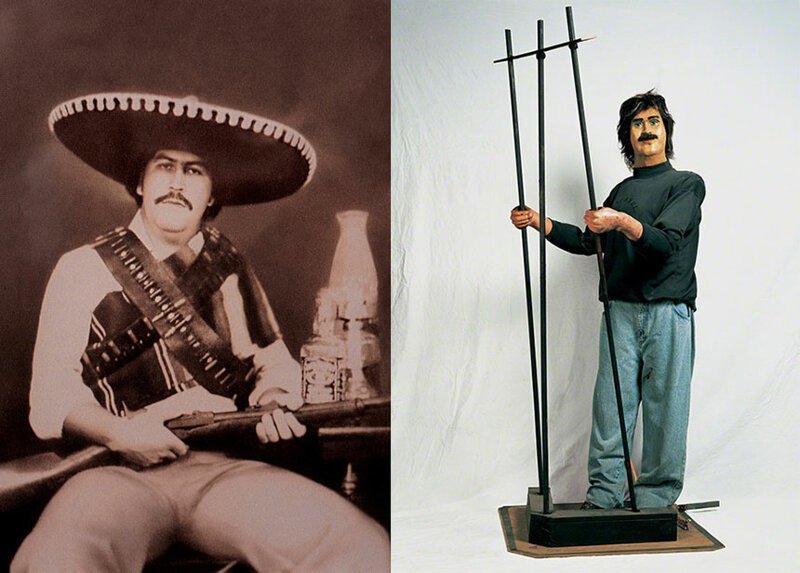 В образе мексиканского революционера Панчо Вилья (слева). Восковая фигура из коллекции музея полиции (справа)