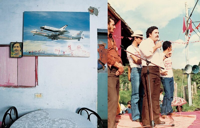 Стена в одном из домов квартала Эскобара (слева). Встреча с избирателями, 1982 (справа)