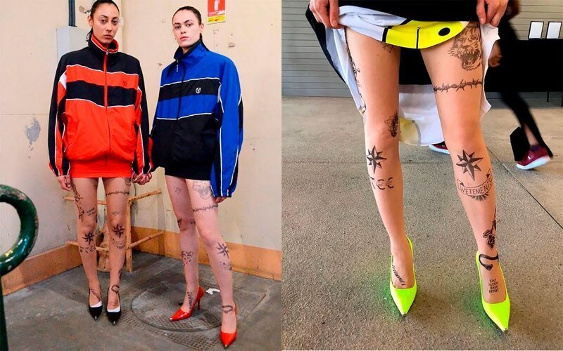 Glasses prison tattoo pantyhose
