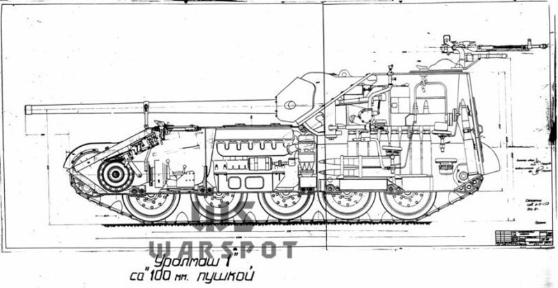 Исходная конфигурация СУ-101, подготовленная к началу марта 1945 года. В таком виде изготовили опытную машину
