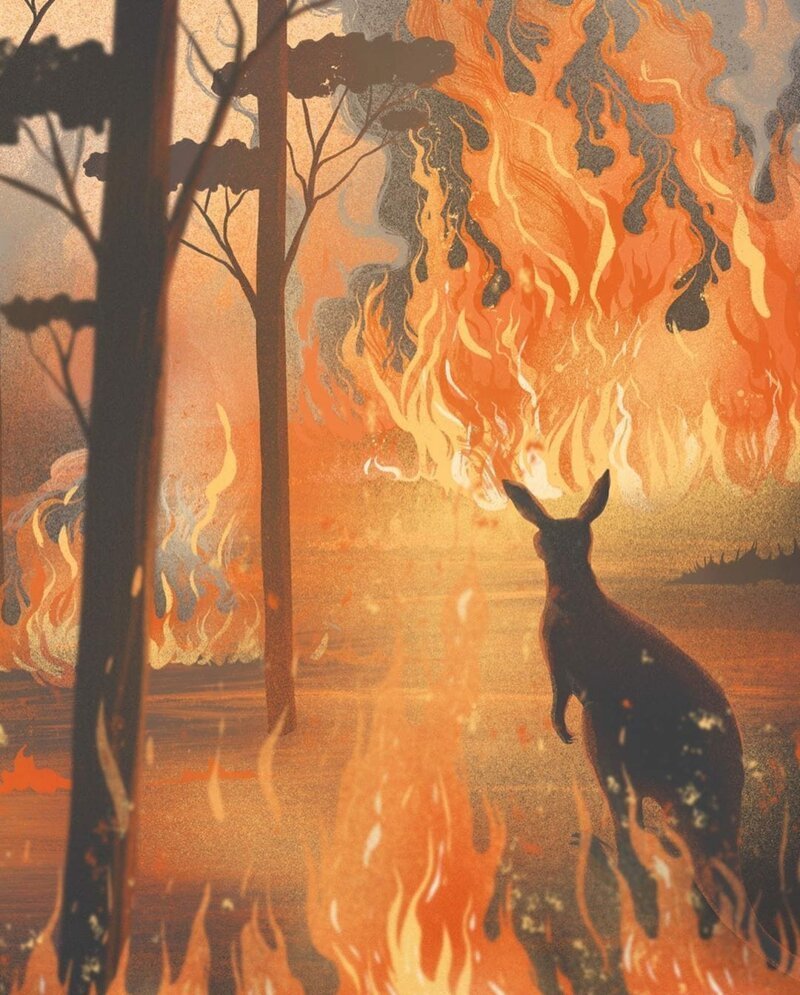 Пожар в Австралии:  люди показывают свою грусть через искусство