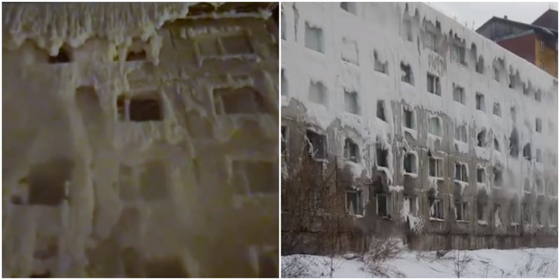 В Иркутске многоэтажка полностью покрылась льдом из-за коммунальщиков