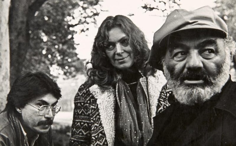 Рустам Хамдамов, Лора Гуэрра и Сергей Параджанов на съемках в Грузии, 1970-е годы. 