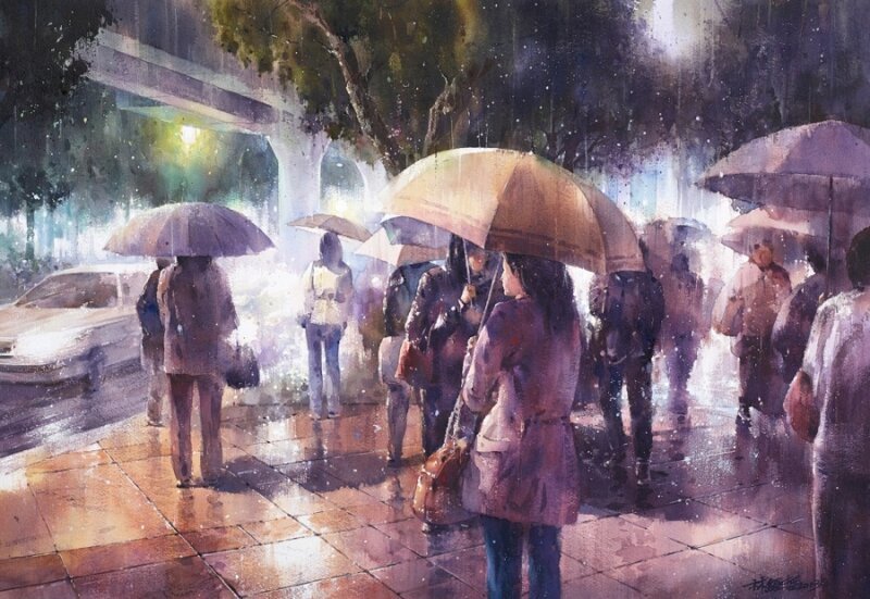 4. Талантливому художнику Лин Чинг Че (Lin Ching-Che) 27 лет. Его вдохновляет осенний дождь.
