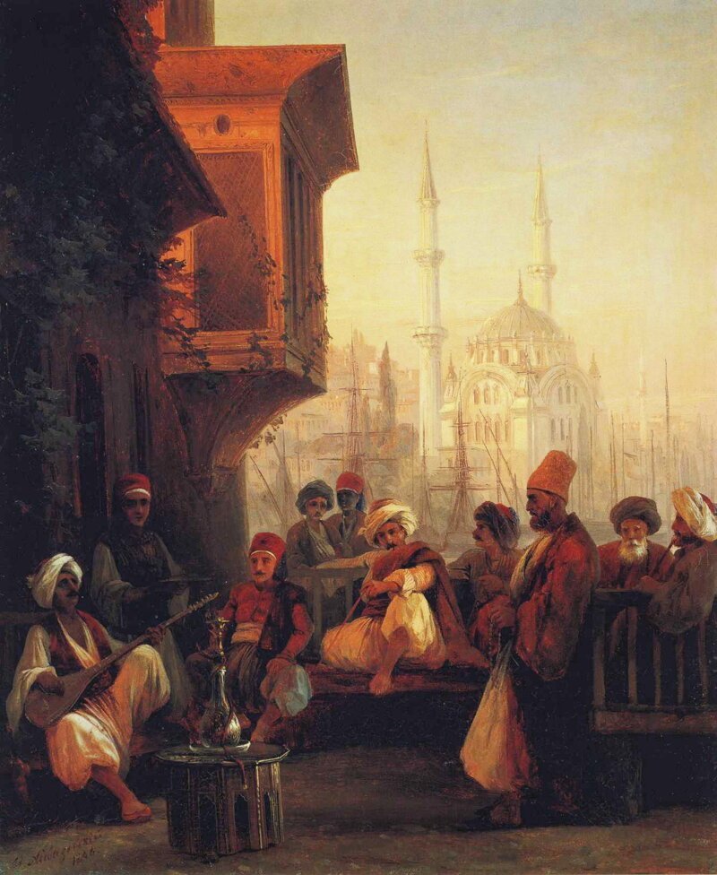 Кофейня у мечети Ортакей в Константинополе.