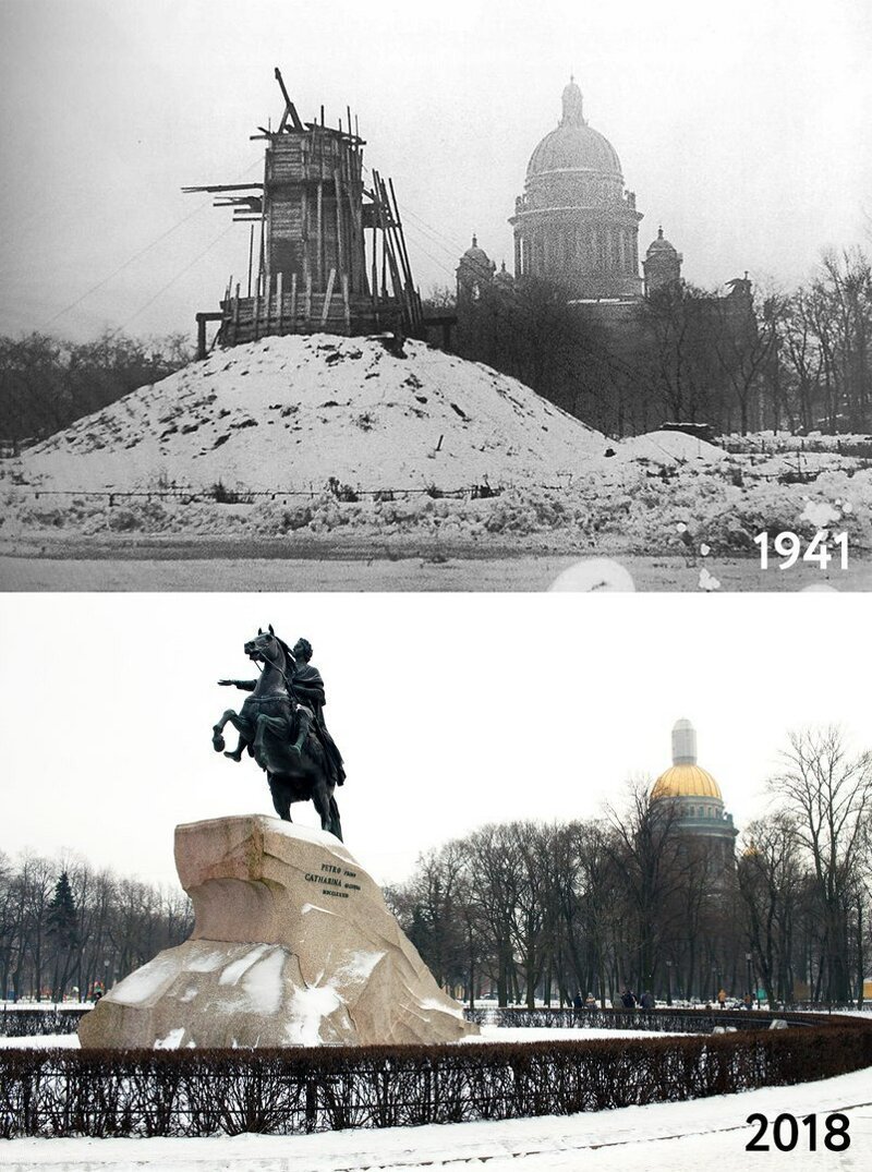 Строительство памятника Петру I на Сенатской площади в Санкт-Петербурге.
