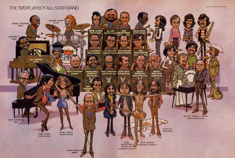 Февраль 1970 года. Топ-1969 музыкантов по версии журнала Playboy.