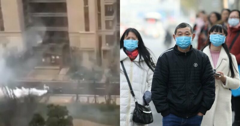 "Будто сцена из Чернобыля": в Сеть попало видео проведения дезинфекции улицы в Ухане