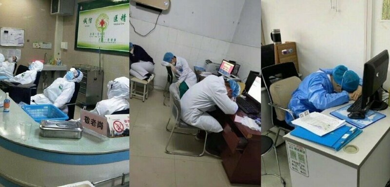 Как выглядят лица китайских врачей в конце рабочей смены
