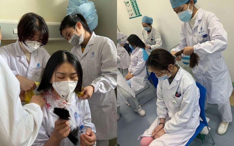 Как выглядят лица китайских врачей в конце рабочей смены