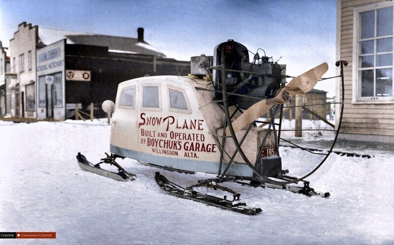 Снежный самолет, построенный и эксплуатируемый гаражом Бойчука, Уиллингдон, Альберта, 1935 год