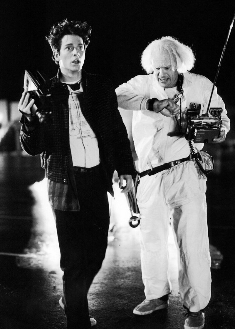Кадр со съёмок фильма "Назад в будущее", 1985 г.