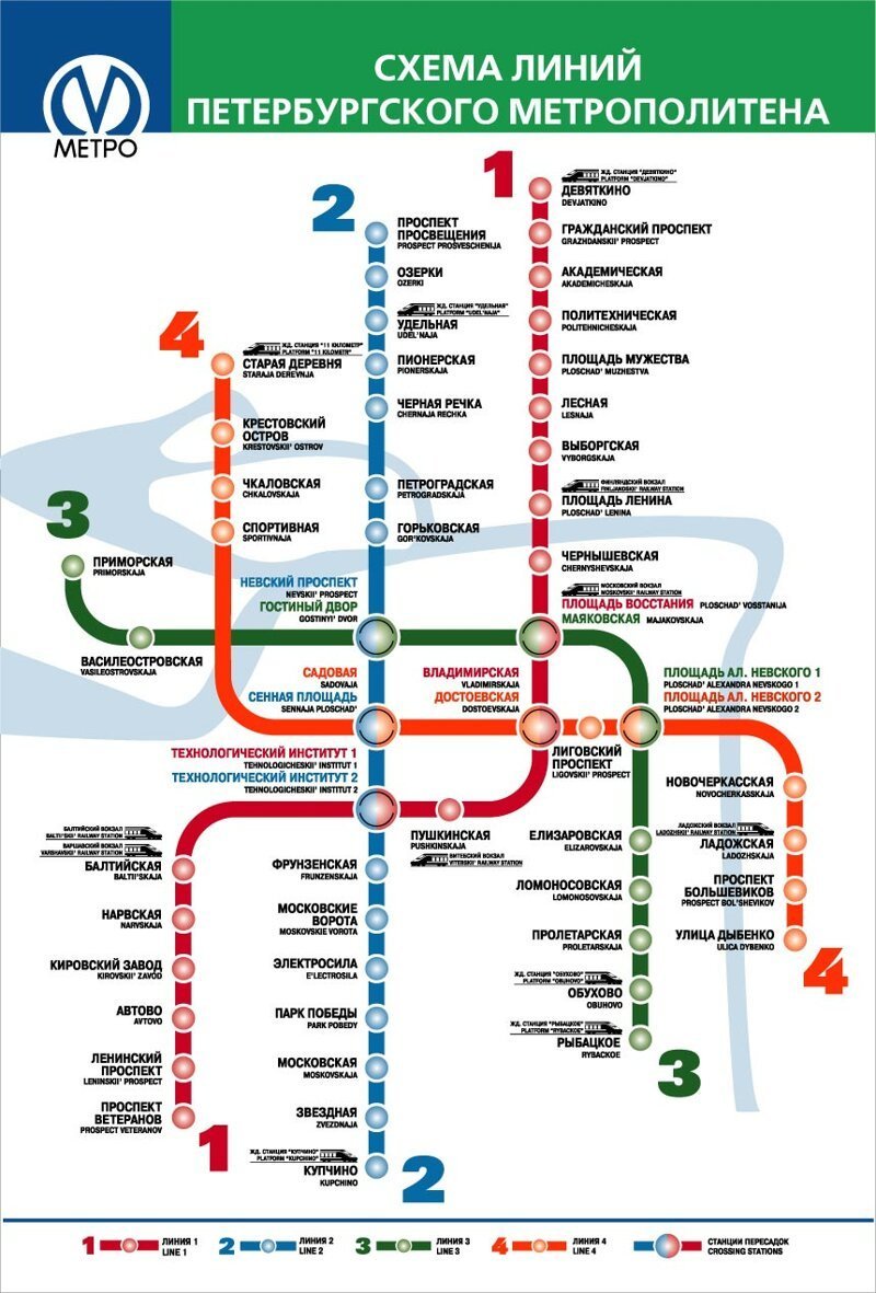 Схема метро СПБ 2004г
