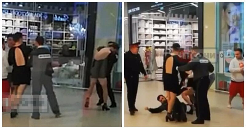В Сочи мужчины в женских платьях и на каблуках устроили драку в торговом центре