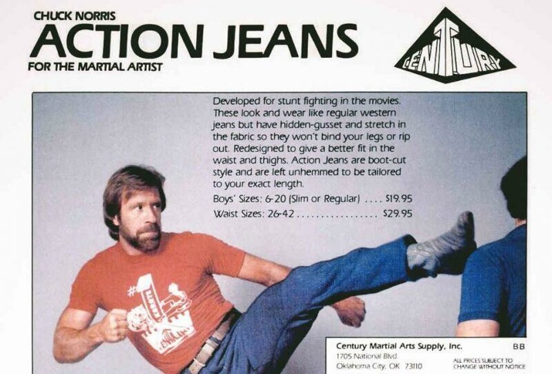 Чак Норрис рекламировал модель джинсов под названием Action Jeans.