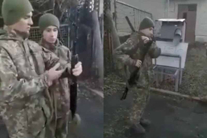 Украинский солдат попытался закинуть на плечо автомат, но что-то пошло не так