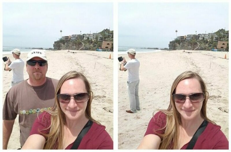 18. "Хотели сделать фото с женой, но в кадр попал какой-то парень. Можешь убрать его?"