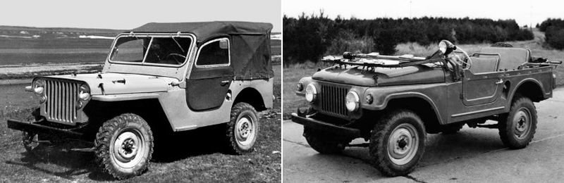 Слева — «Москвич 4×4» (1958 год), справа — «Москвич-415» (1959 год)