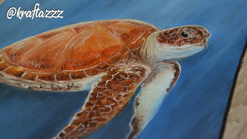 Миниатюрная картина маслом "Морская черепаха"