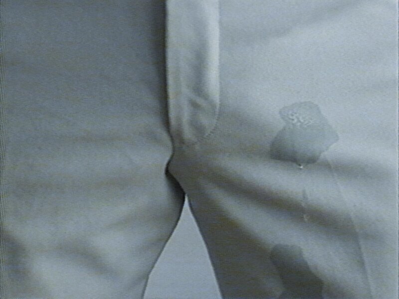 Knut Åsdam «Untitled: Pissing», 1995  В видео-работе запечатлён человек, который на протяжении всего фильма, писает себе в брюки.